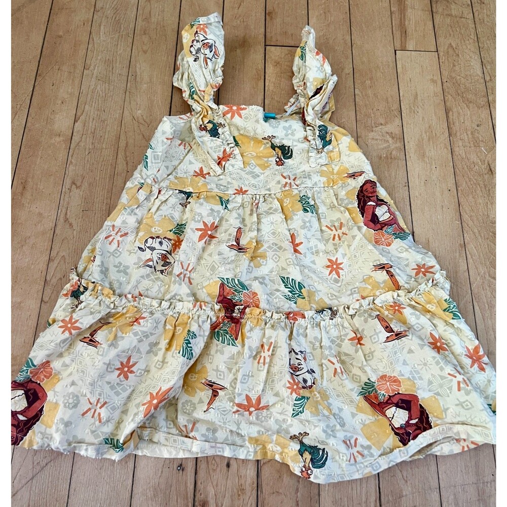 Smocked Moana 2 Dress Size 3T Toddler Girl Ruffle Tiered Sun Dress